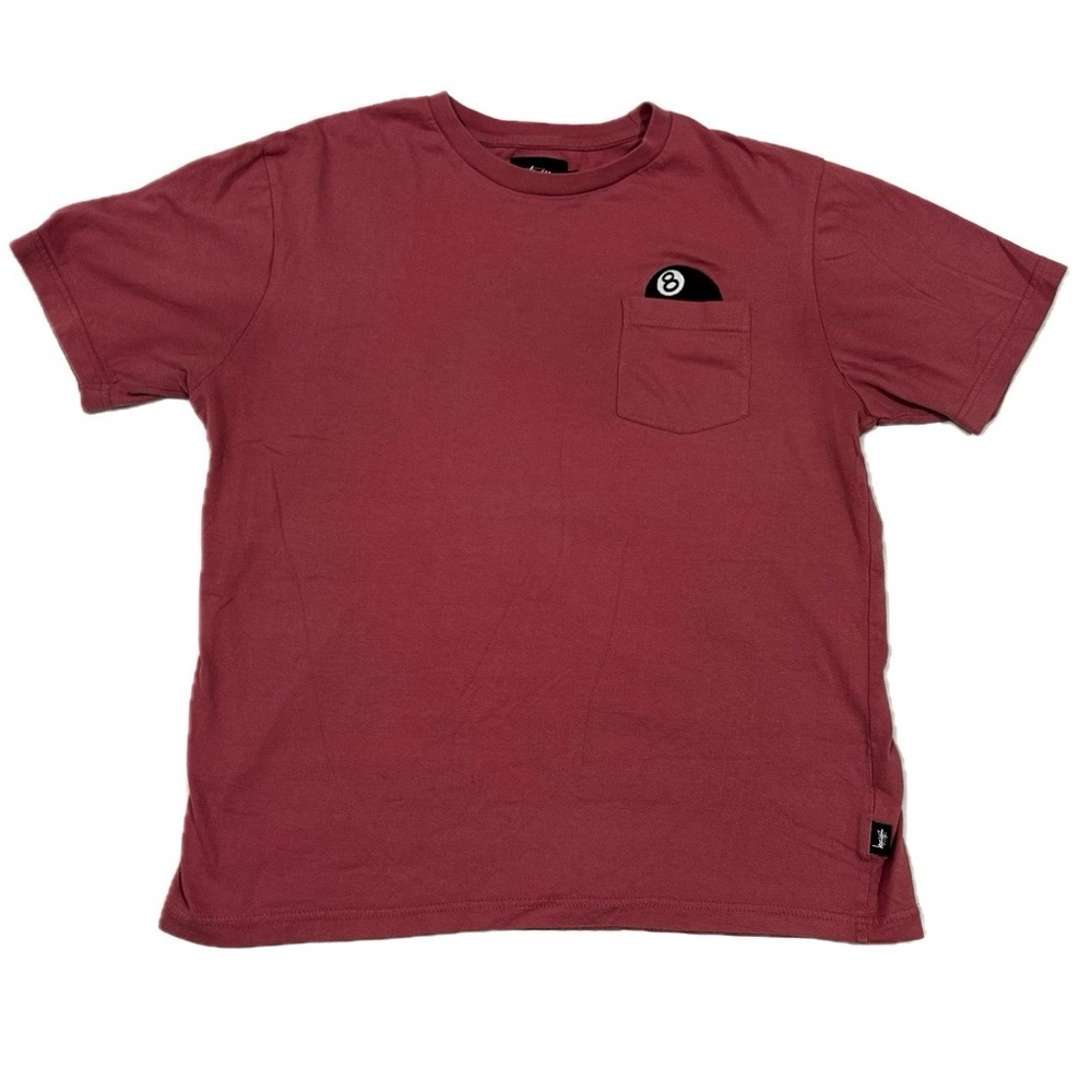 Stussy Salmon T-Shirt with 8-Ball Pocket Detail